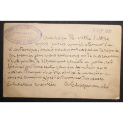 GB GRANDE BRETAGNE UK 1903 CARTE LETTRE ENTIER avec timbre SAGE pour FRANCE