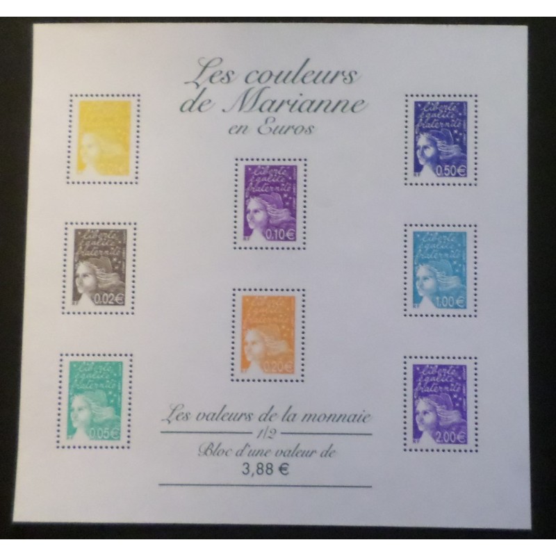 copy of FRANCE 2002 BLOC timbres 43 BERTRAND BF COEUR SAINT VALENTIN ART, neuf**, MNH