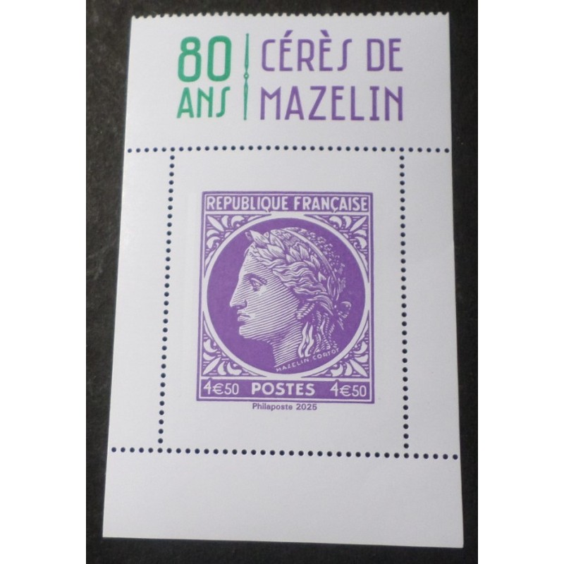 FRANCE 2025 timbre GRAND FORMAT CERES MAZELIN Violet inscriptions neuf** MNH