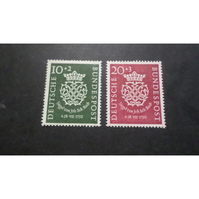 ALLEMAGNE FEDERALE 1950 TIMBRES 7 et 8, MUSIQUE BACH, neufs**, MNH, MI 121/122