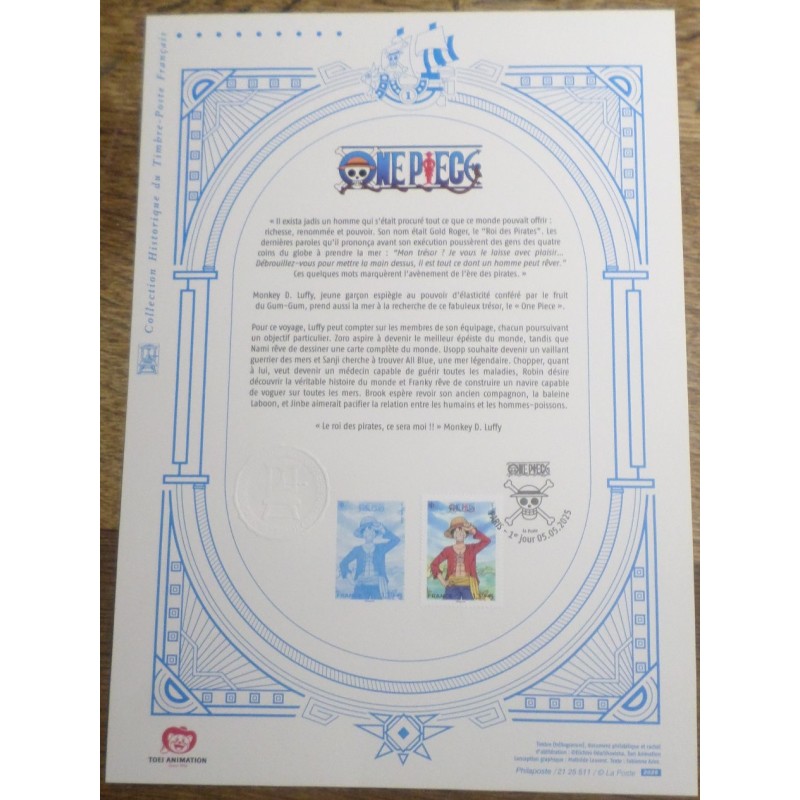 ONE PIECE DOCUMENT FDC TIMBRE LUFFY 2025 FDC MANGA 1° PREMIER JOUR