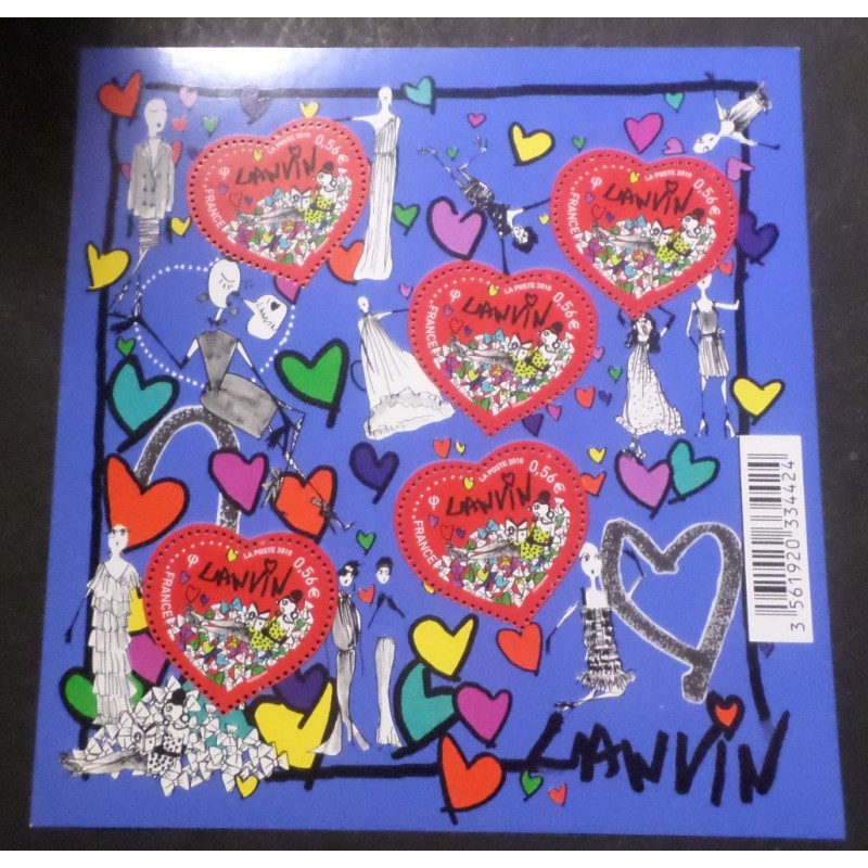 FRANCE 2010 COEUR SAINT VALENTIN LANVIN BLOC FEUILLET 129 neuf** MNH HEART