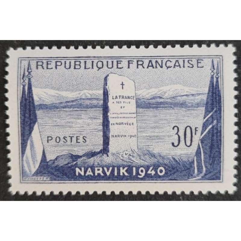 FRANCE 1952 TIMBRE 922 12eme ANNIVERSAIRE BATAILLE NARVIK neuf** VF MNH STAMP
