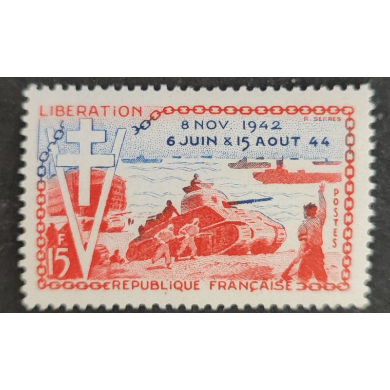 FRANCE 1954 TIMBRE 983 ANNIVERSAIRE LIBERATION DEBARQUEMENT neuf** VF MNH STAMP