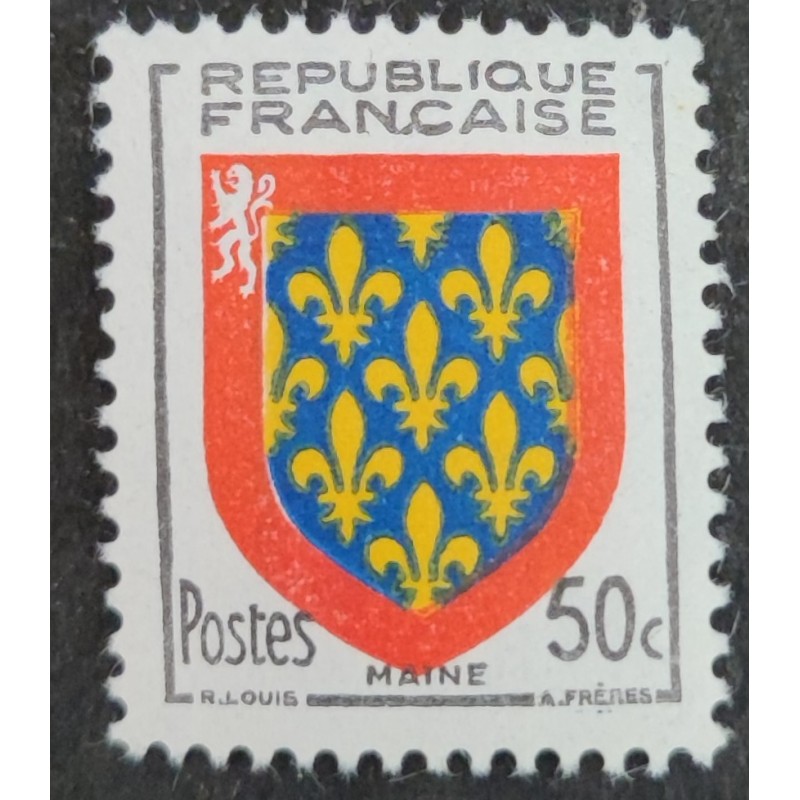FRANCE 1954 TIMBRE 999 ARMOIRIES DE PROVINCE MAINE neuf** VF MNH STAMP