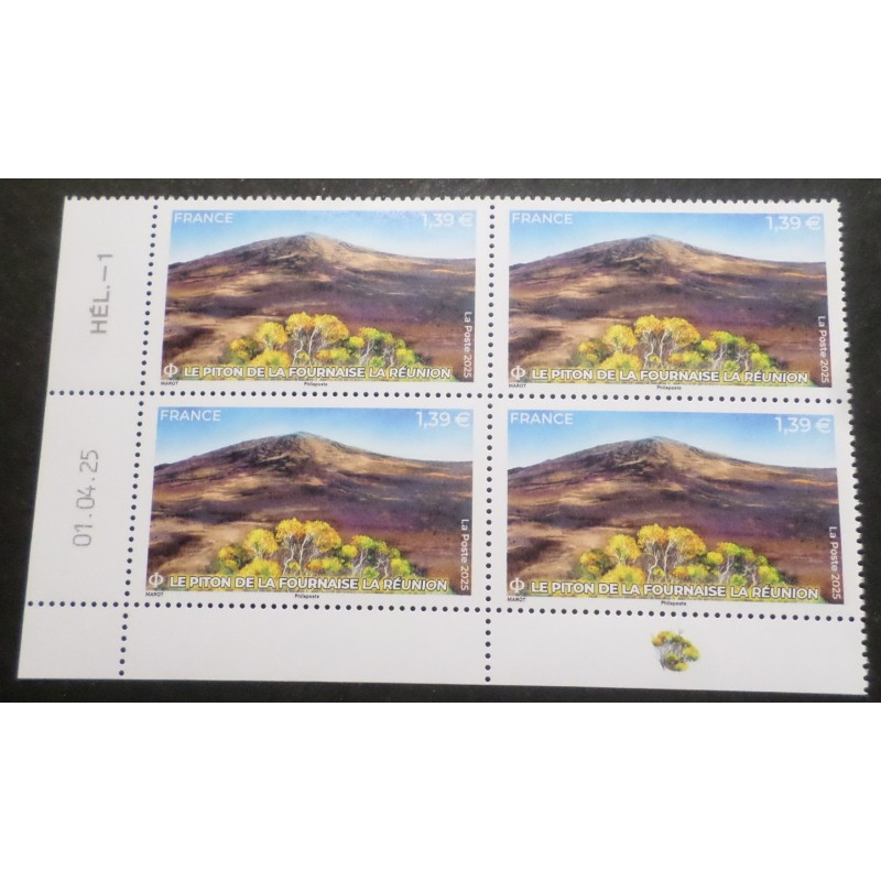 TIMBRE FRANCE 2025 COIN DATE' VOLCAN PITON DE LA FOURNAISE REUNION neuf** MNH