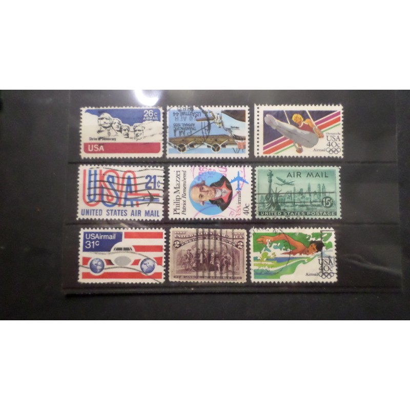 ETATS-UNIS, POSTE AERIENNE LOT de TIMBRES aériens, AVIONS, oblitérés