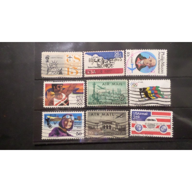 copy of ETATS-UNIS, POSTE AERIENNE LOT de TIMBRES aériens, AVIONS, oblitérés