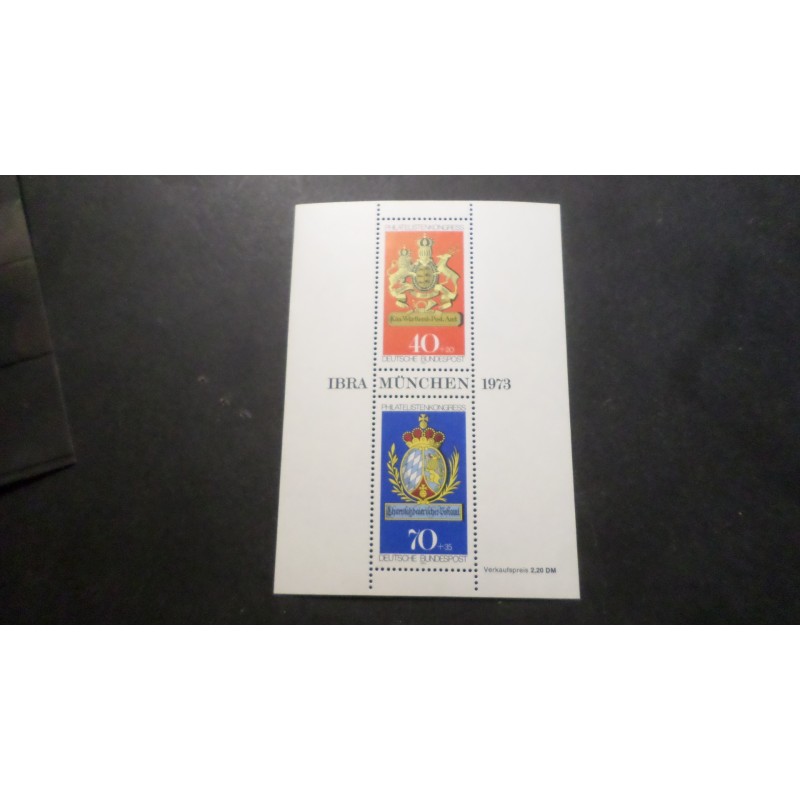 ALLEMAGNE FEDERALE, 1973, BLOC timbre 8, ARMOIRIES, CONGRES PHILATELIE, neuf**