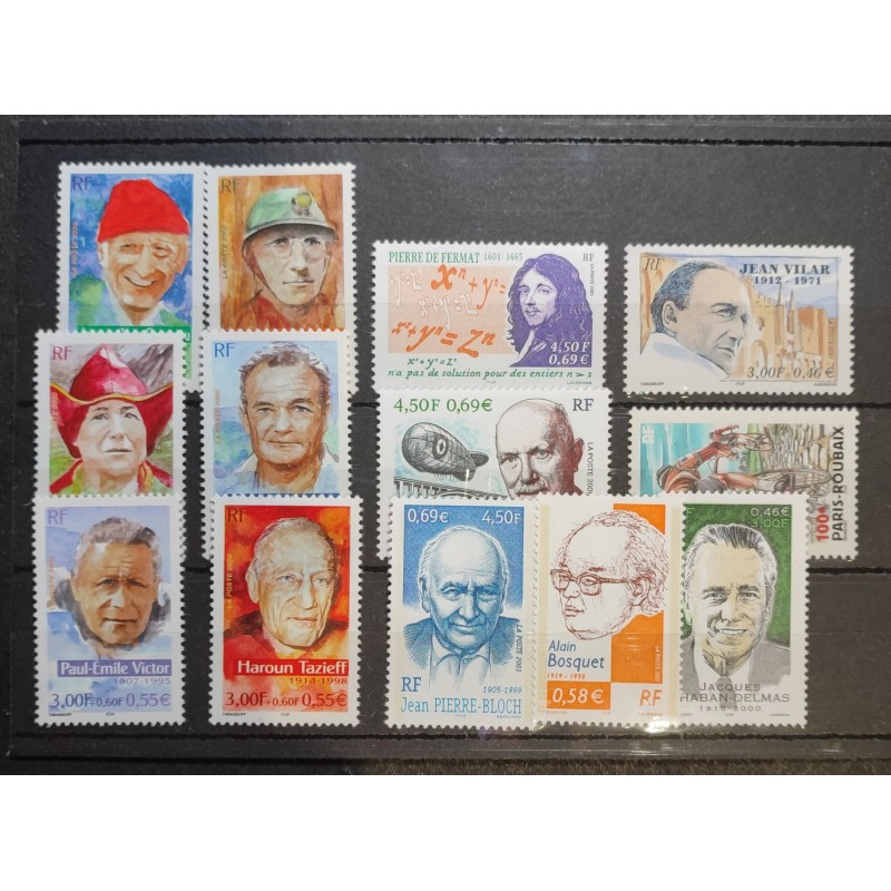 FRANCE LOT TIMBRES CELEBRITES' PERSONNAGES années 2000 neufs** VF MNH STAMPS