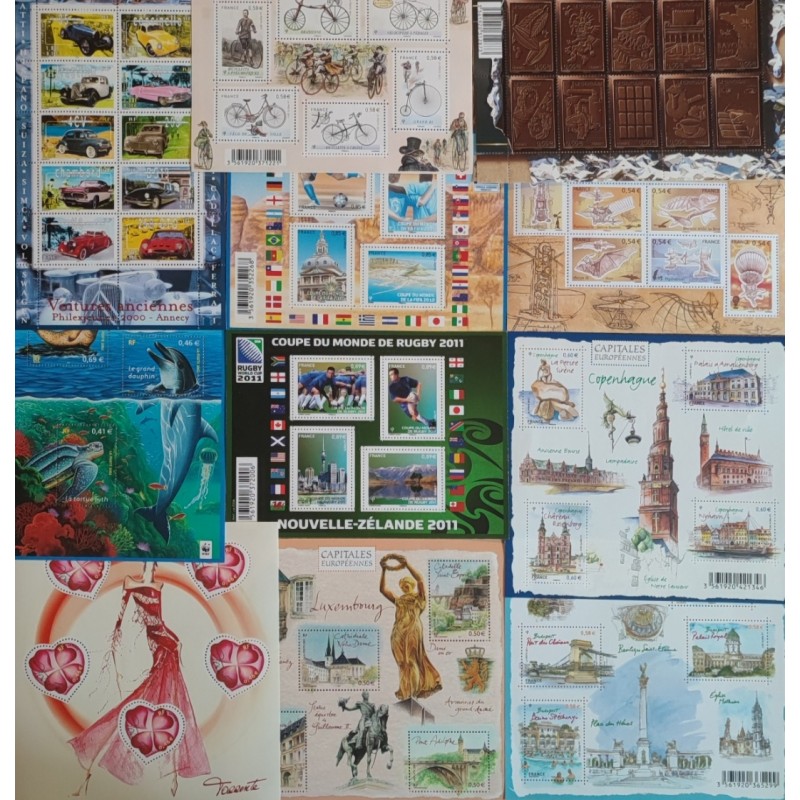 FRANCE LOT 11 BLOCS TIMBRES NEUFS** FACIALE 32,57 AFFRANCHISSEMENT OU COLLECTION