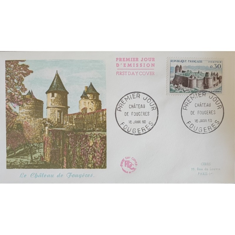 FRANCE 1960 FDC 1° JOUR TIMBRE 1236 CHATEAU DE FOUGERES