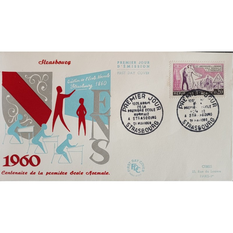FRANCE 1960 FDC 1° JOUR TIMBRE 1254 ECOLE NORMALE DE STRASBOURG