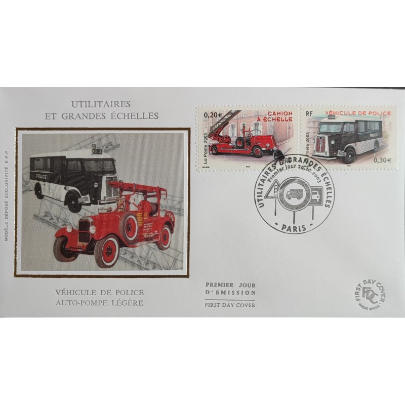 FRANCE 2003 FDC 1° JOUR 2 TIMBRES 3611 ET 3616 UTILITAIRES ET GRANDES ECHELLES
