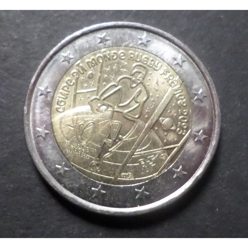 FRANCE PIECE DE MONNAIE 2 euro 2023 COUPE MONDE RUGBY COMMEMORATIVE TTB