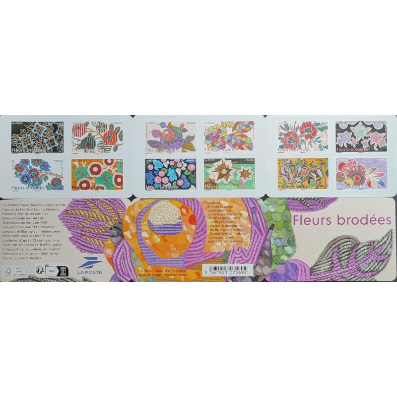 FLEURS CARNET 12 TIMBRES AUTOADHESIFS FRANCE 2025 FLORE neuf** MNH