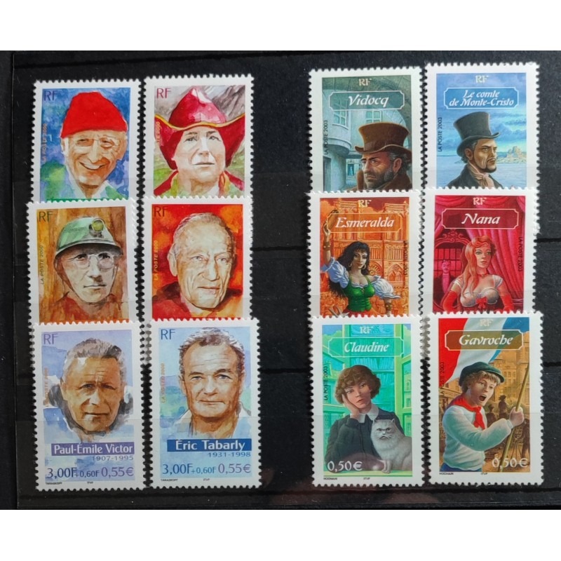 FRANCE LOT TIMBRES CELEBRITES' AVENTURIERS années 2000 neufs** VF MNH STAMPS
