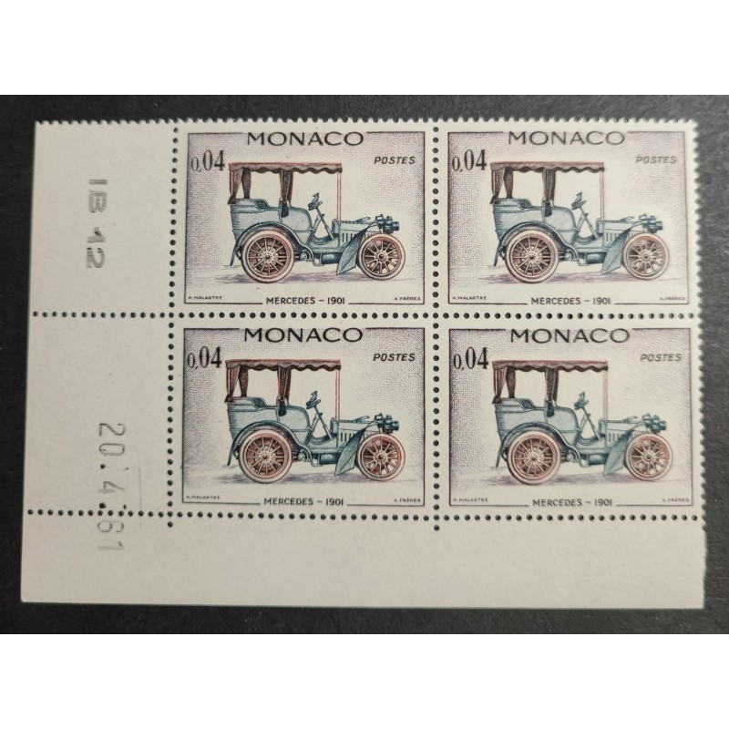 MONACO 1961 TIMBRE 560 COIN DATE' 20.4.61 AUTOMOBILE MERCEDES neuf** MNH