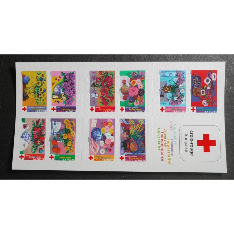 FRANCE 2018 CARNET TIMBRES AUTOADHESIF BC1548 CROIX-ROUGE FLEURS neuf**MNH