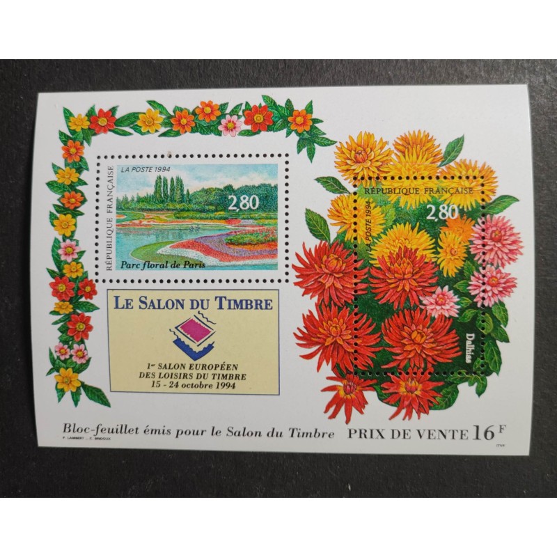 FRANCE 1994 BLOC FEUILLET timbres 16 FLEURS JARDINS SALON neuf** MNH