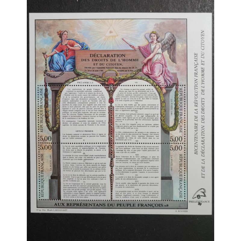 FRANCE 1989 BLOC timbres 11 BICENTENAIRE REVOLUTION DROITS HOMMES neuf** MNH