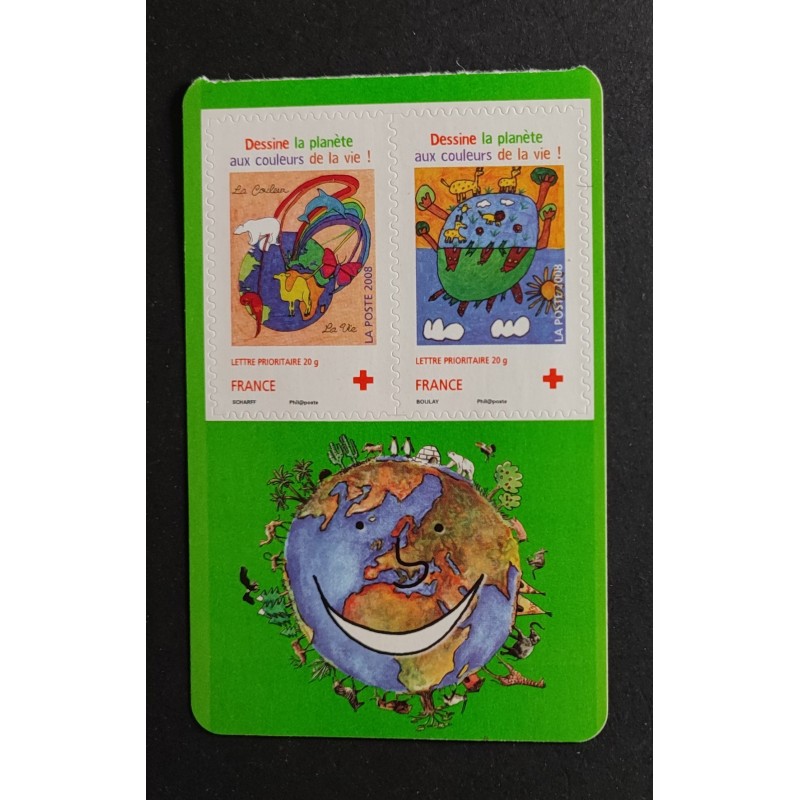 FRANCE 2008 PAIRE/VIGNETTE AUTOADHESIFS TIMBRES P237 CROIX ROUGE neuf** MNH