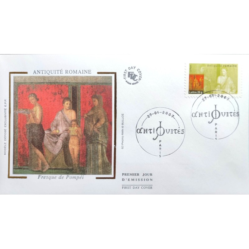 FRANCE 2007 FDC 1° JOUR TIMBRE 107 AUTOADHESIF ART ROMAINE FRESQUE DE POMPEI