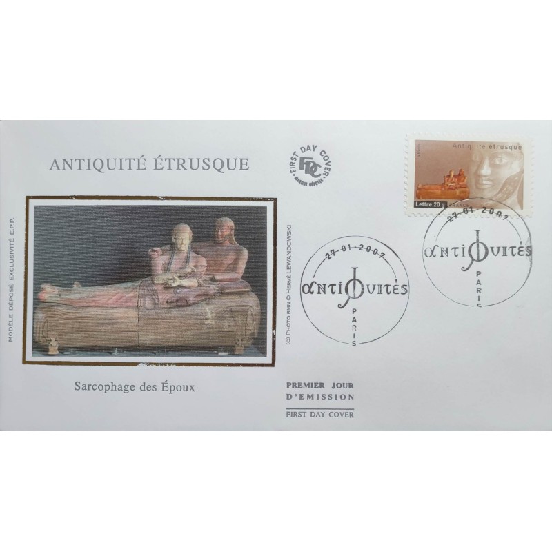 FRANCE 2007 FDC 1° JOUR TIMBRE 111 AUTOADHESIF ART ETRUSQUE SARCOPHAGE DES EPOUX