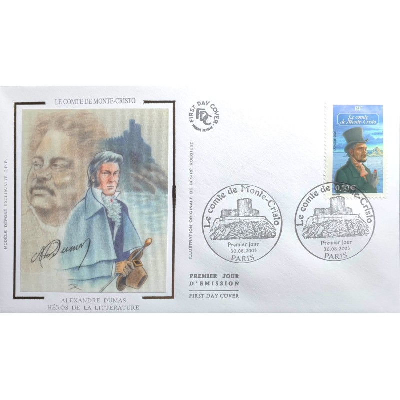FRANCE 2003 FDC 1° JOUR TIMBRE 3592 CELEBRITÉ LITTERATURE COMTE DE MONTE CRISTO