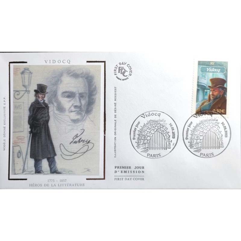 FRANCE 2003 FDC 1° JOUR TIMBRE 3588 CELEBRITÉ LITTERATURE VIDOCQ