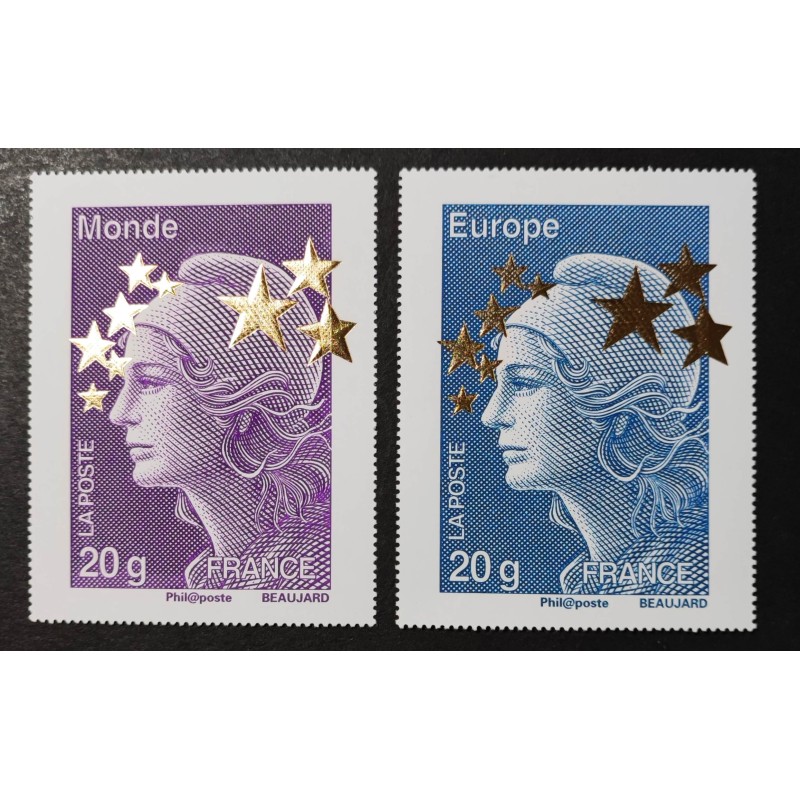 FRANCE 2012 LOT 2 TIMBRES 4662K 4682L MAXI MARIANNE EUROPE MONDE neufs** MNH