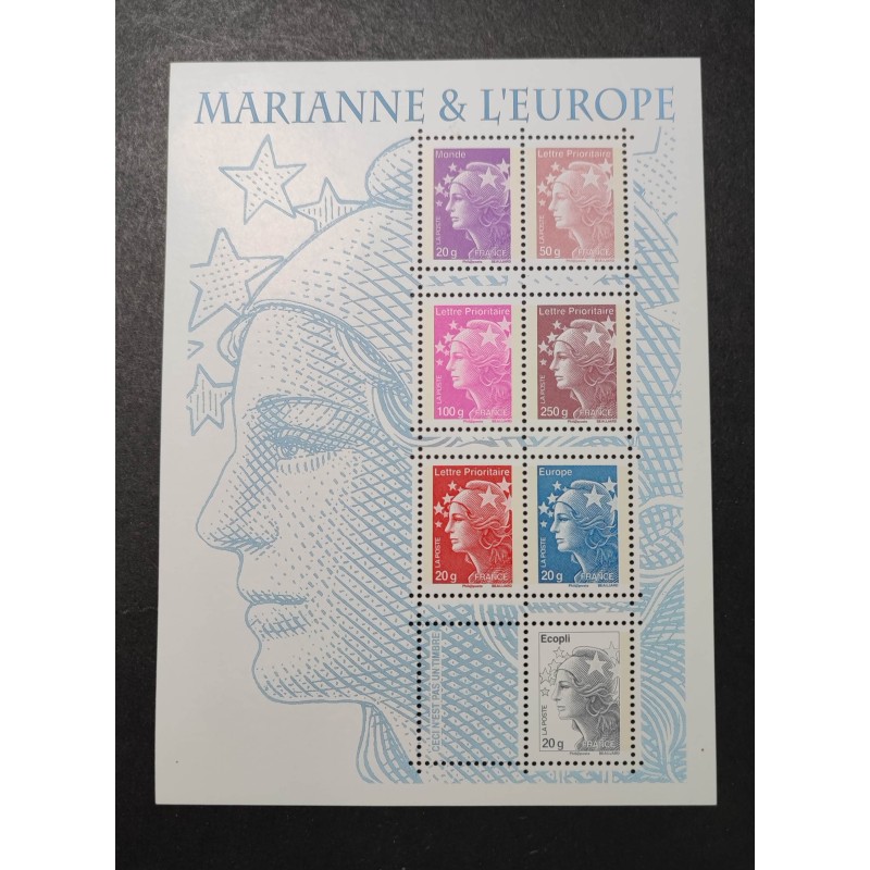 FRANCE 2011 BLOC FEUILLET YVERT F4614 TIMBRES MARIANNE EUROPE neuf** MNH