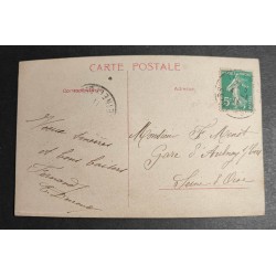 CARTE POSTALE CPA FRANCE BONNE ANNEE FILLETTE BOUQUET FLEURS OLD CARD 0001