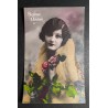 copy of CARTE POSTALE CPA FRANCE BONNE ANNEE FILLETTE BOUQUET FLEURS OLD CARD 0001