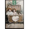 copy of CARTE POSTALE CPA FRANCE BONNE ANNEE FILLETTE BOUQUET FLEURS OLD CARD 0001