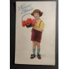 copy of CARTE POSTALE CPA FRANCE BONNE ANNEE FILLETTE BOUQUET FLEURS OLD CARD 0001