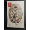 copy of CARTE POSTALE CPA FRANCE BONNE ANNEE FILLETTE BOUQUET FLEURS OLD CARD 0001