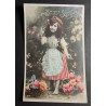 CARTE POSTALE CPA FRANCE BONNE ANNEE FILLETTE FLEURS OLD CARD 0010
