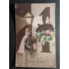 copy of CARTE POSTALE CPA FRANCE BONNE ANNEE FILLETTE BOUQUET FLEURS OLD CARD 0001