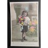 copy of CARTE POSTALE CPA FRANCE BONNE ANNEE FILLETTE BOUQUET FLEURS OLD CARD 0001
