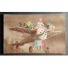 CARTE POSTALE CPA FRANCE BONNE ANNEE BEBE AVION FLEURS OLD CARD 0013