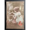 copy of CARTE POSTALE CPA FRANCE BONNE ANNEE FILLETTE BOUQUET FLEURS OLD CARD 0001
