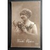 copy of CARTE POSTALE CPA FRANCE BONNE ANNEE FILLETTE BOUQUET FLEURS OLD CARD 0001