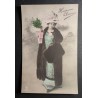 copy of CARTE POSTALE CPA FRANCE BONNE ANNEE FILLETTE BOUQUET FLEURS OLD CARD 0001