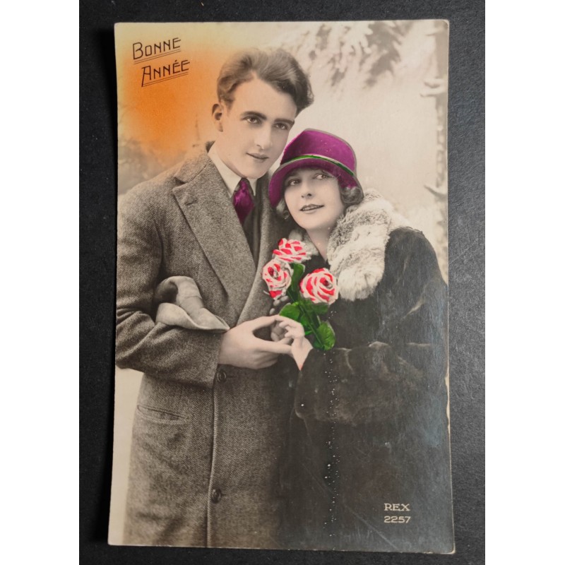 CARTE POSTALE CPA FRANCE BONNE ANNEE AMOUREUX  OLD CARD 0024