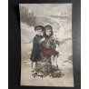 CARTE POSTALE CPA FRANCE BONNE ANNEE ENFANTS FLEURS OLD CARD 0030