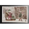 CARTE POSTALE CPA FRANCE BONNE ANNEE FILLETTES NEIGE SAPINS OLD CARD 0031