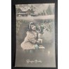 CARTE POSTALE CPA FRANCE BONNE ANNEE FILLETTE FLEURS OLD CARD 0033