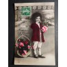 copy of CARTE POSTALE CPA FRANCE BONNE ANNEE FILLETTE BOUQUET FLEURS OLD CARD 0001