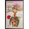CARTE POSTALE CPA FRANCE BONNE ANNEE MAISONNETTE NEIGE FLEURS OLD CARD 0041